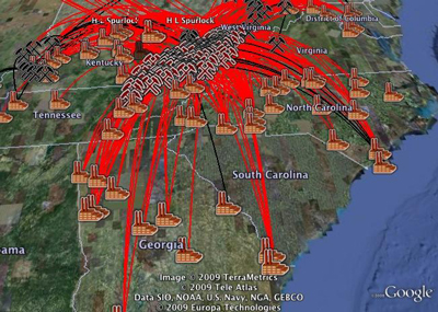 North Carolina connections to mountaintop removal coal mining 2002-2006